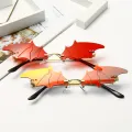 Luxury Fashion Fire Flame Sunglasses Women Rimless Wave Sun Glasses Metal Shades For Vintage Women Mirror Eyewear UV400. 