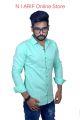 Men's full sleeve oxford cotton fabric formal Shirt cyan color.