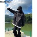 OUDIFU Shopkeeper's Same Style American Outdoor American Jacket Unisex Wear Loose Windproof Mountaineering Hooded Jacket. 