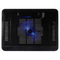 Slim Black Notebook Cooler Stand With Usb Fan - Efficient Laptop Cooling Solution.