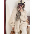 Korean Thick Needle Sweater Coat College v Collar Long Sleeve Knitted Cardigan Solid Color Casual Loose Temperament Shawl Outer Match. 