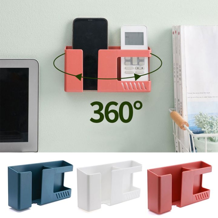 New 2 in 1 Wall Mounted Storage Box Multifunction Punch Free Organizer TV Remote Control DIY Mobile Phone Plug Charging Holder
