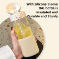 High Borosilicate Glass Water Bottle with Straw Pop-up Cover Portable Water Bottles Leak-proof Insulated Water Cup Drinkware. 