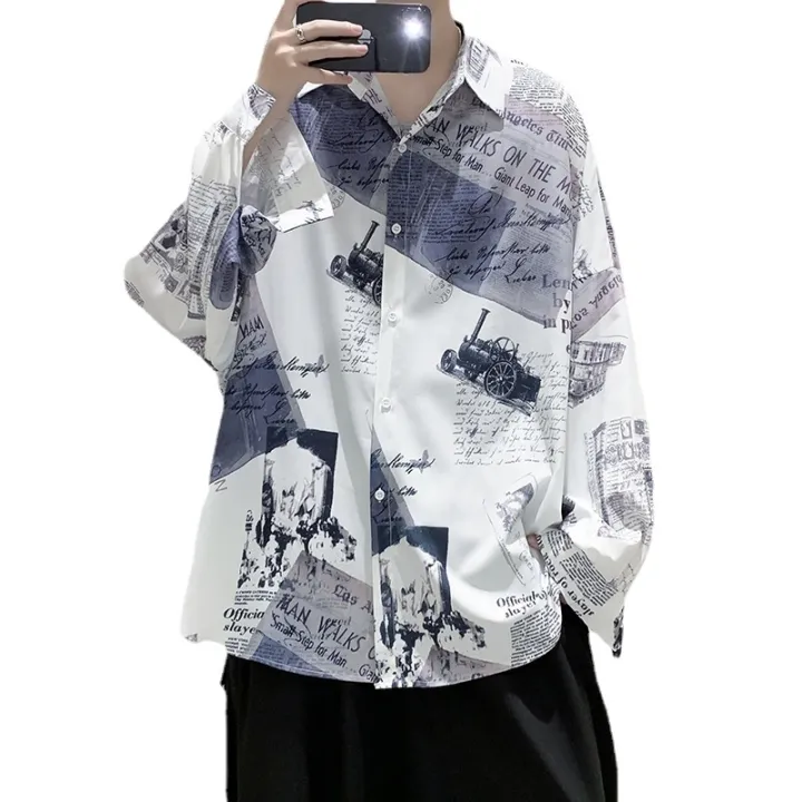 Spring%20and%20Autumn%20New%20Hong%20Kong%20Style%20Long-Sleeved%20Shirt%20chic%20Men's%20Design%20Sense%20Newspaper%20Printing%20Trendy%20Couple%20Shirt%20Coat%20-%20Image%205