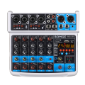 BOMGE 6 Channel mini DJ Audio Sound Mixer Interface with MP3、 USB, Bluetooth , Stereo Recording, 48V Phantom Power, 24 DSP for karaoke, performance, church singing , streaming.