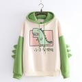 【Alien Alien】 Dinosaur Oversized Cartoon Hoodie Women Fashion Sweatshirt Casual Print Korean Style Thicken Sweatshirt Winter dino hoodie Tops.