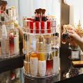 Diamond Acrylic 360 Makeup Organizer 360 Rotating Cosmetic Organizer with Brush Lipstick Holder Storage. 