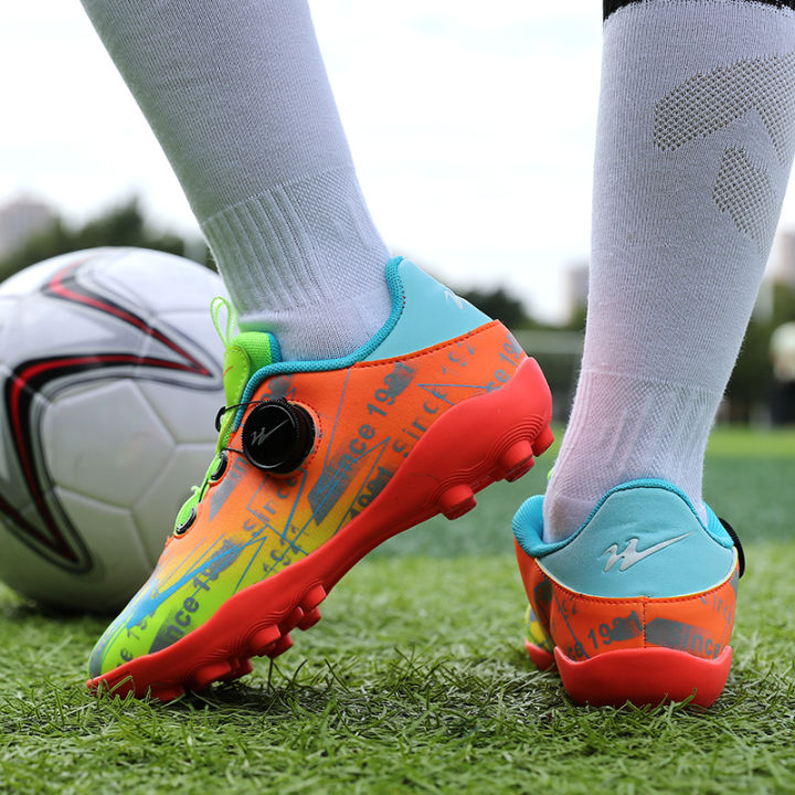 Double Star New Children's Football Shoes6-12Year-Old Student BoyTFBroken Nail No-Tie Primary and Secondary School Students Training Shoes Female