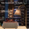 FM Vintage Wood Grain Bluetooth Speaker TWS Wireless Subwoofer Outdoor Portable Radio Gift Stereo Mobile Phone Stand Speaker.