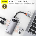 Baseus Type-C USB Hub, 4 Ports Splitter Hub-High Speed USB 3.0, USB 2.0, Type-C, HDMI for Laptop PC Computer.