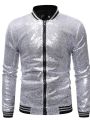 Shiny Sequins Sparkle Bomber Jacket Men 2023 Newest Gold Glitter Striped Zipper Mens Jackets And Coats Party Dance Show Clothes. 