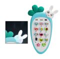 Rabbit shape Baby Music Cell Phone Toy and Teether for Learning and Play Early Education Telephone with Silicone Teether Music Lights for 0-1 Year or above Old Kids.
