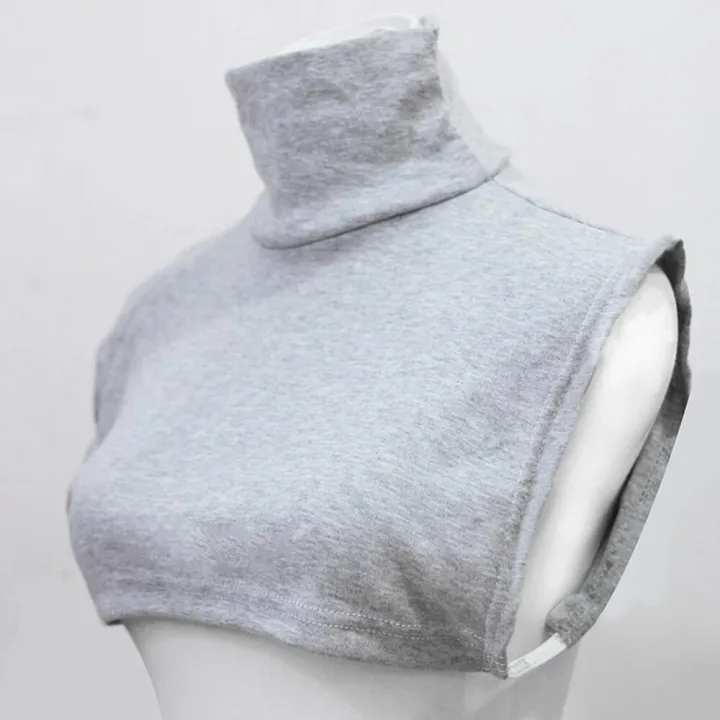 Womens%20Muslim%20Modal%20Turtleneck%20Collar%20Islamic%20Hijab%20Extensions%20Solid%20Color%20Mock%20Neck%20Cover%20Half%20Top%20Blouse%20Detachable%20Hijab%20-%20Image%204