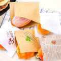 100pcs Triangle Shape Kraft Paper Packaging Sandwich Oilproof Doughnut Bread Hamburger Disposable Pouch Kitchen Party Restaurant-MINETTE. 