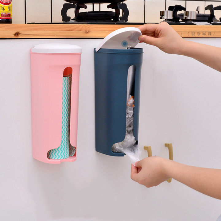 1Pc%20Garbage%20Bag%20Storage%20Box%20Home%20Kitchen%20Bathroom%20Wall%20Hanging%20Plastic%20with%20Cover%20Holeless%20Wall%20Mounted%20Garbage%20Bag%20Storage%20Rack%20-%20Image%204