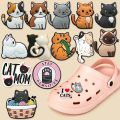 【hot】 1PCS PVC Cute Cat Shoe Charms Pet Cat Croc Jeans Fishbone Shoe Decoration Pins Garden Sandal Accessorie For Women. 