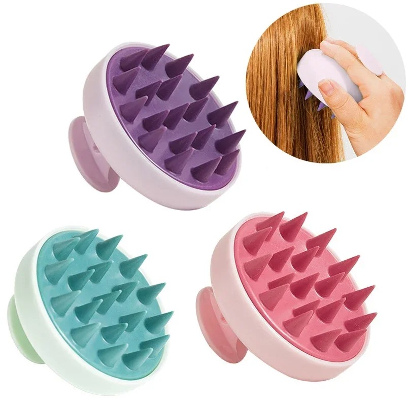 Hair scalp massage shampoo brush - A Gentle soft silicon shampoo brush massage shampoo brush brush clean scalp bath chiruni scalp beauty health - 313789594