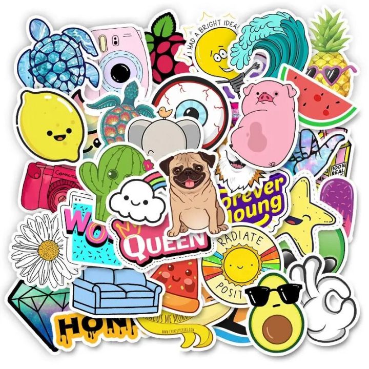 20 Style Vsco Stickers Things 50PCS Pack Cool Pink Girl Stickers For On The Laptop Fridge Phone Skateboard Suitcase Sticker