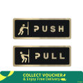 Push Pull Door Sign Sticker, Self-Adhesive Golden Black Acrylic 5/2 Inch Glass Door Signage.