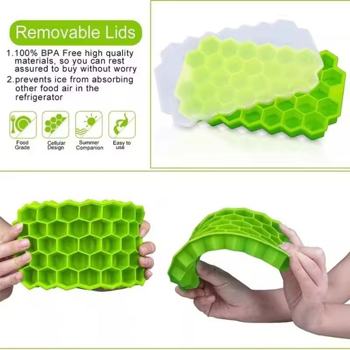 37%20Cavity%20Silicone%20Ice%20Cube%20Tray%20BPA%20Free%20Honeycomb%20Design%20Flexible%20&%20Easy%20Release%20Ideal%20for%20Freezer%20Baby%20Food%20and%20Cocktails%20-%20Image%208