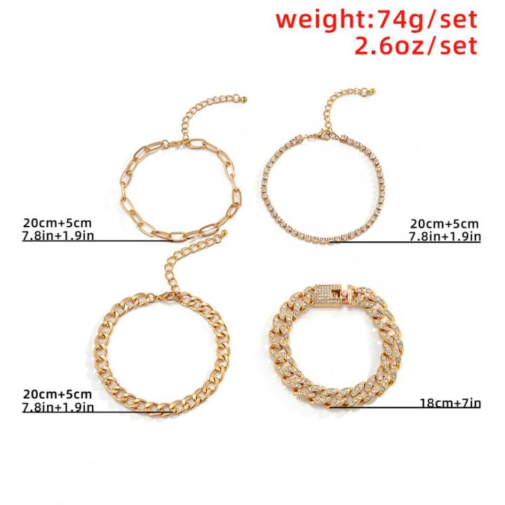 4Pcs/Set%20Luxury%20Shiny%20Rhinestone%20Bracelets%20Set%20Bangle%20Women%20Men%20Adjustable%20Clear%20Crystal%20Chunky%20Link%20Charm%20Bracelet%20Hand%20Jewelry%20-%20Image%208
