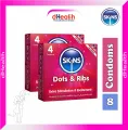 SKINS Dots & Ribs Premium Condoms 2,s Combo Pack (4x2)=8Pcs (UK). 