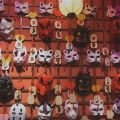 Kitsune Fox Mask Woman Cosplay Plastic Japanese Half Face Mask hanging on wall for Party Decoration Funny Children Anime Mask. 