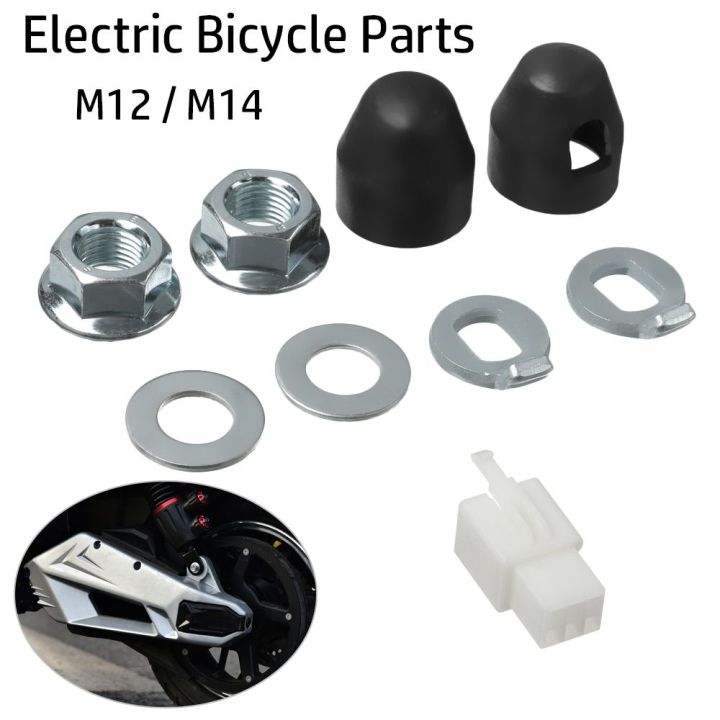 With 12/14mm Shaft Nut Cover Motor Nut Lock Washer/Spacer M12/M14 Lock Nut EBIKES E-bike Hub Motor Axle
