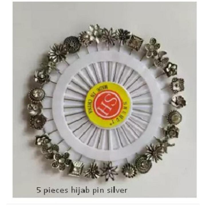 5 Pieces Metal Hijab Pin for Women - Silver