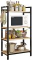 4-storey Kitchen Shelf Floor-standing Wood Carbon Steel Structure Multi-purpose Storage Rack Suitable Kitchen.