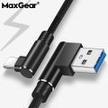 MaxGear Type-C 90 Degree 1M 2M 3M Fast Charging USB Cable L Shape Data Cord Charger For Samsung S9 Plus Xiaomi Huawei P10 P9. 