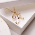 【Beiver Jewelry Store  】Small letter Label Initial Logo alphabet R Necklace Fashion Symbol English Charm Jewelry. 
