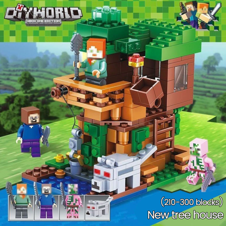 【Hey my home】(NEW)Minecraft Building Set Compatible With Minecraft Series Boys Girls 6-year-old Small Particles Assembled Educational Toys