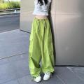 DancingjazzPants American StylehiphopWhite Overalls Women's Summer Loose Parachute Bloomers. 