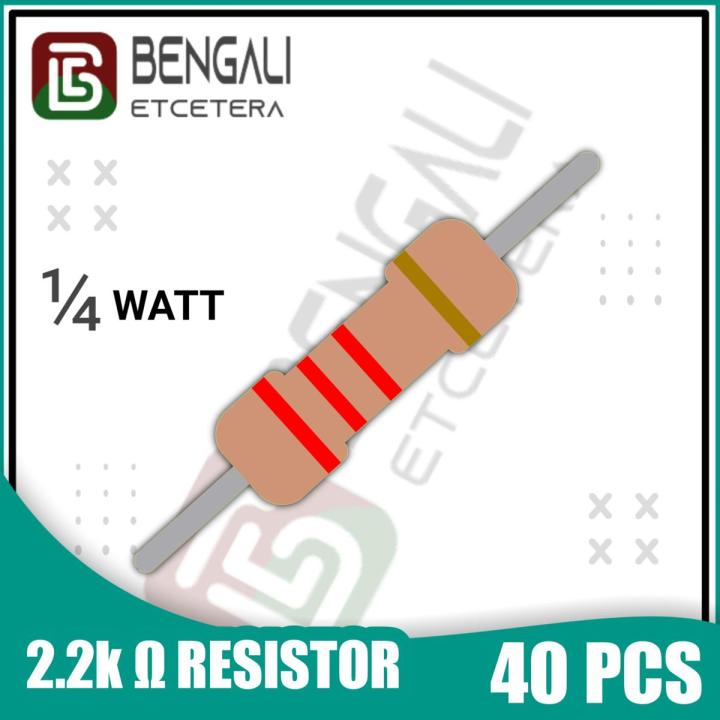 2.2k Ohm 1/4W 5% Carbon Film Resistor-40pcs