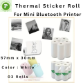 3 Rolls, Size: 57mm X 30mm, Self-Adhesive Inkless Waterproof White Color Thermal Sticker Paper Roll  - Perfect For Mini Printer, Portable Printer, Printer Mini, Label Printer, Model C9, PT 210, 230,X5, X6,C22 Etc.. 