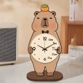 Cute Creative Capybara Table Clock Simple Animal Alarm Clock Wooden Silent Desktop Clocks Gift. 