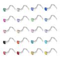 ZS 20pcs CZ Stainless Steel Nose Studs Crystal Lot 20G Nose Piercing Septum Studs For Unisex Body Piercing Fashion Jewelry Women. 