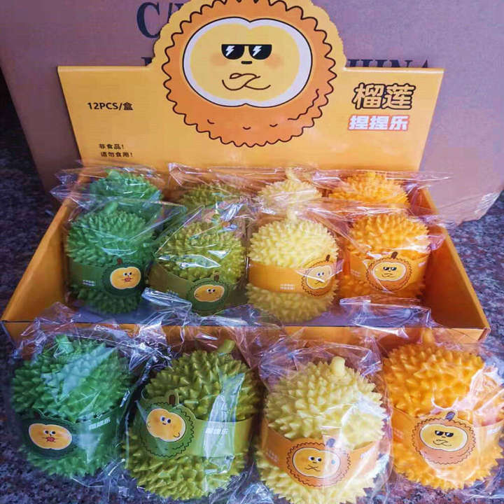 Creative cute and release. Pinching music children's fruits. Hand pinching durian for baby stress relief tofu ball toys