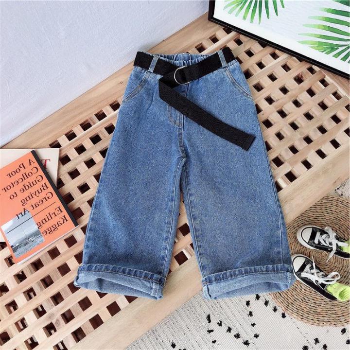 Girls Wide Leg Pants 2024 Autumn New Korean Version Baby Foreign Jeans Little Girls Casual Pants Children's Autumn Clothes
