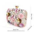 3D Beaded Flower Evening Bag, Elegant Box Clutch Purse, Women's Wedding Handbags For Party Prom. 