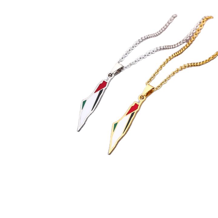Wholesaler Palestine map flag pendant chain necklaces mens Palestine necklace
