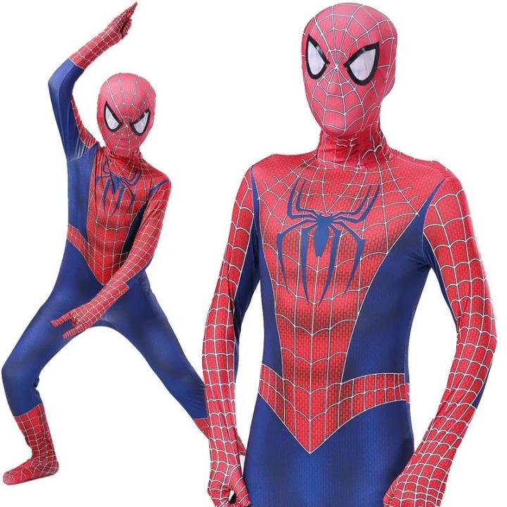 Tobey Maguire Spiderman Costume Sam Raimi Spiderman Suit Superhero Zentai Bodysuit Spder Man Cosplay Halloween Costume Kid