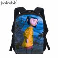 Jackherelook Cartoon Coraline Fluffy Print School Bag for Kids Practical Travel Backpack Children's School Lunch Bag Book Bags. 