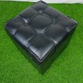 Square Shape PU Leather Rest Stool/mora 14"14"14" Black.
