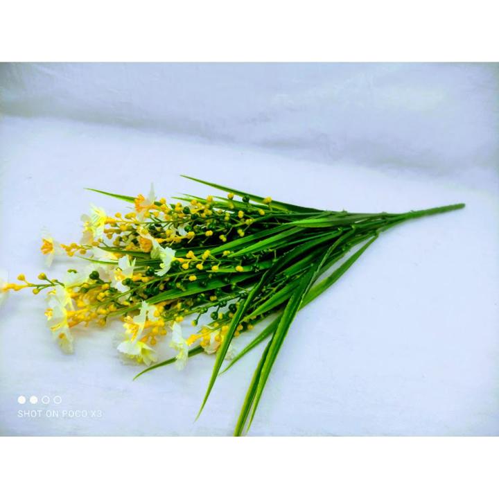 Artificial Mini Grass Flower 1 Stick 14Inc Long - Home Decoration Item - Home Decoration Item