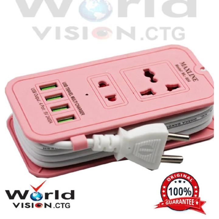 Maxline%204%20USB%20Port%20&%202%20Power%20Socket%20travel%20multi%20use%20with%20multi%20plug%206%20Feet%20long%20cable.%20-%20Image%202