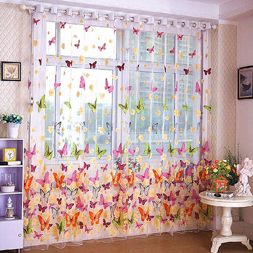【Lejia】Butterfly Printed Tulle Voile Home Door Balcony Room