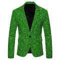 Shiny Gold Sequin Glitter Embellished Blazer Jacket Men Nightclub Prom Suit Blazer Men Costume Homme Stage Clothes For Singers.