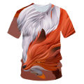 2021 fashion 3D glowing blue rose Wolf T shirt printed cool funny t shirt summer short sleeve o neck animal T-shirt male casual. 